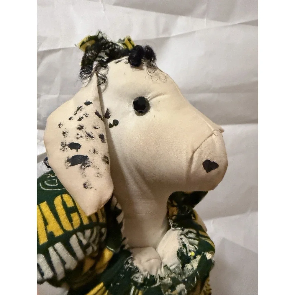 Vintage Wisconsin Packers Cow Plush Handmade 17in Folk art
